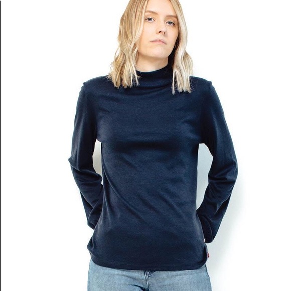 navy blue mock neck top